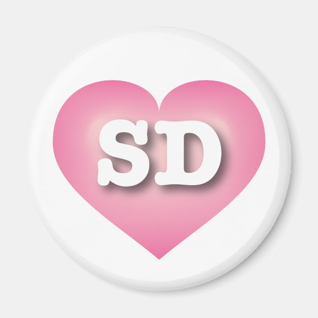 Imã South Dakota Pink Fade Heart - I love SD (Frente)