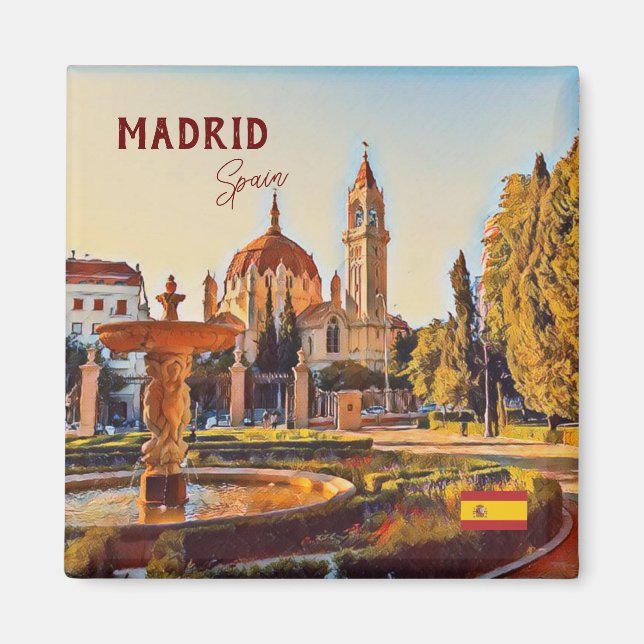 Imã Souvenir paisagem da Espanha de Madrid (Frente)
