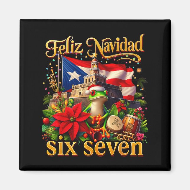 Imã Spanish Christmas Funny Puerto Rico Boricua Coqui  (Frente)