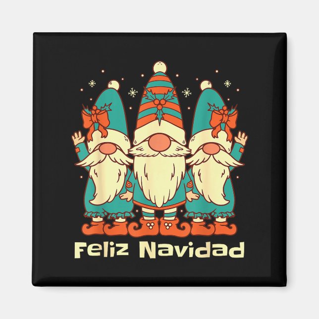 Imã Spanish Christmas Gnomes Feliz Navidad  (Frente)