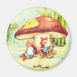 Imã Spinne Sonja und Marienkäfer Kai unter einem Pilz