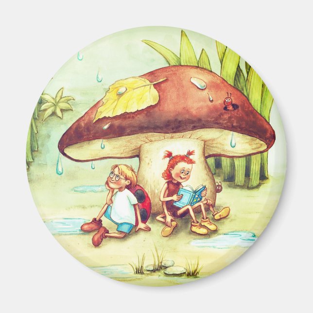 Imã Spinne Sonja und Marienkäfer Kai unter einem Pilz (Frente)