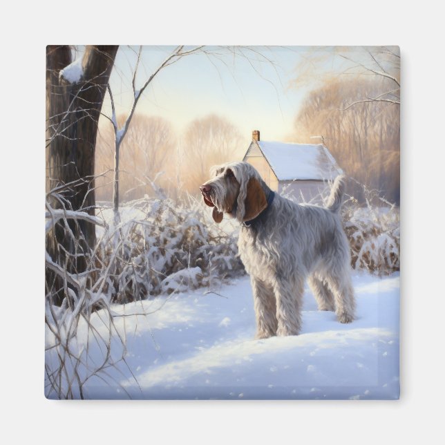 Imã Spinone Italiano Deixe-o nevar no Natal (Frente)