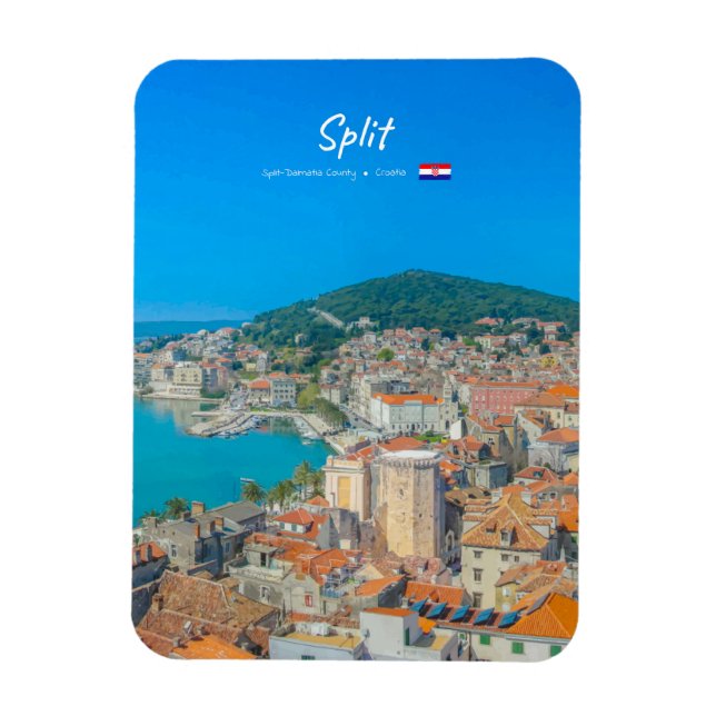 Ímã Split, Croácia - Cidade Costeira Arredondada (Vertical)