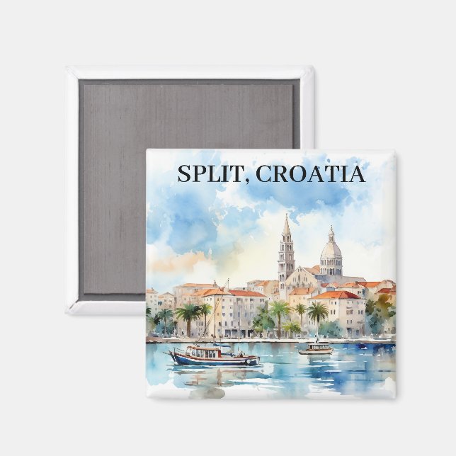 Imã Split Croácia Dalmatia Watercolor (Front/Back)
