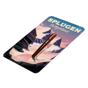 Ímã splügen Switzerland ski poster