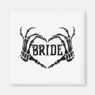 Imã Spooky Bride Skeleton Mãos Noivado Hal Casado