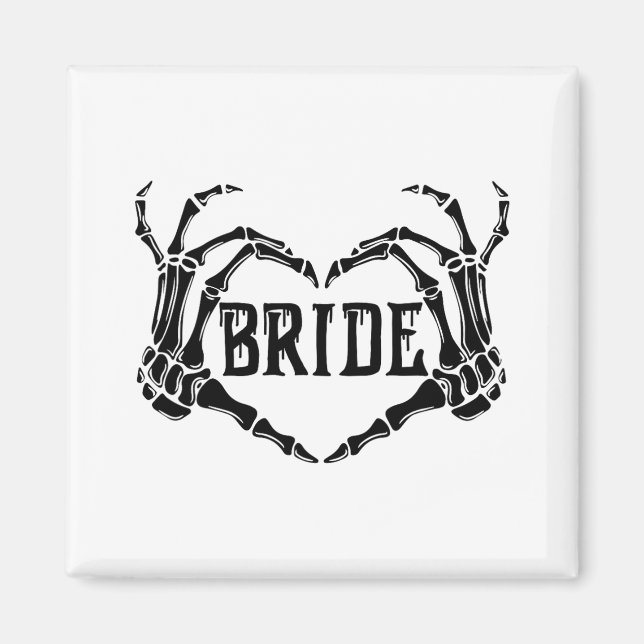 Imã Spooky Bride Skeleton Mãos Noivado Hal Casado (Frente)