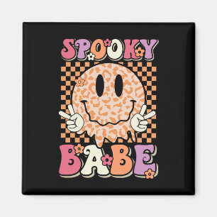 Imã Spooky Bybe Groovy Halloween Leopard Sorri Face Ch