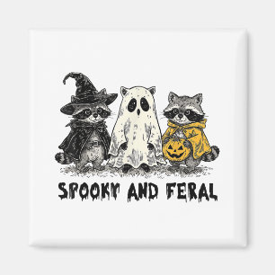 Imã Spooky E Feral Halloween Raccoon Spooky Season T