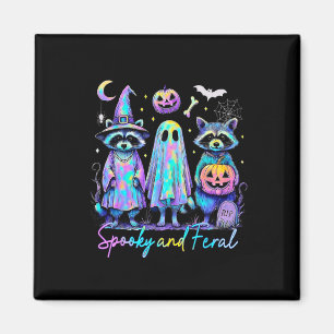 Imã Spooky E Feral Halloween Raccoon Witch Ghost Jac