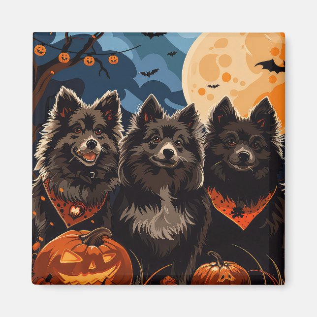 Imã Spooky Finlandês do Halloween Lapphund (Frente)