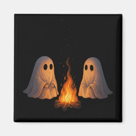 Imã Spooky Ghost Campfire Night Forest Art - Halloween