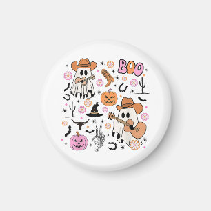Imã Spooky Ghost Cowboy Cute Halloween Boo Western Ret