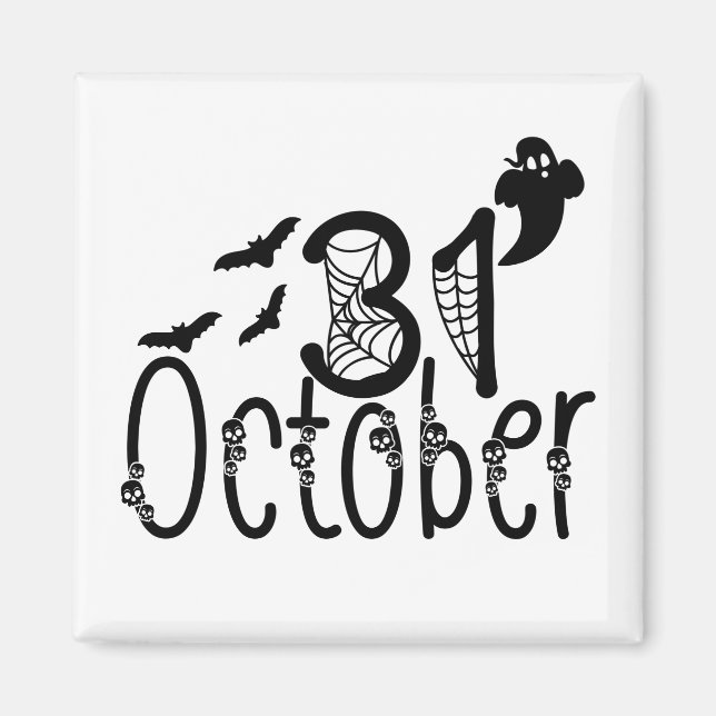 Imã Spooky Ghost Halloween 31 de outubro (Frente)
