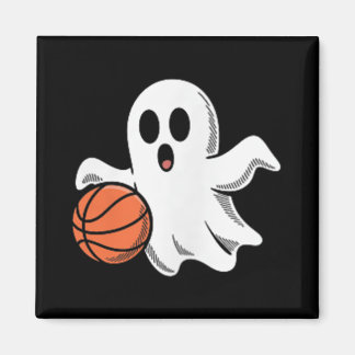 Imã Spooky Ghost Playing Basketball Retro Halloween Co