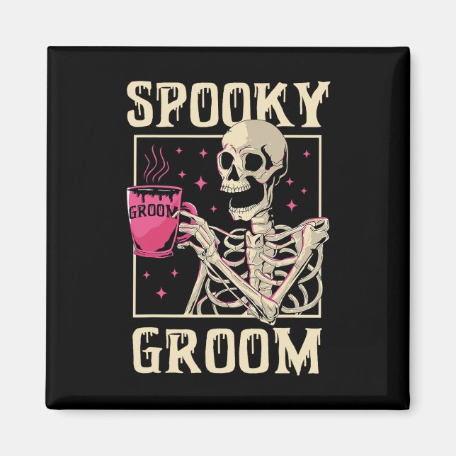 Imã Spooky Groom Skeleton Halloween Solteiro P (Frente)