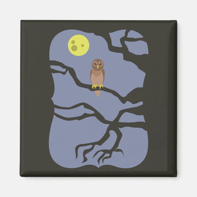 Imã Spooky Halloween Owl (Frente)
