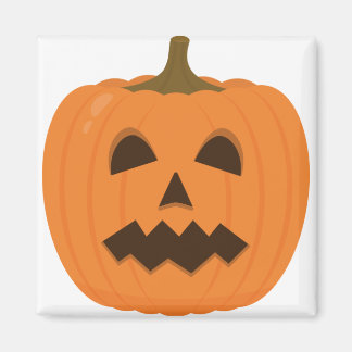 Imã Spooky Halloween pumpkin face. Cute Jack-o'-Lanter