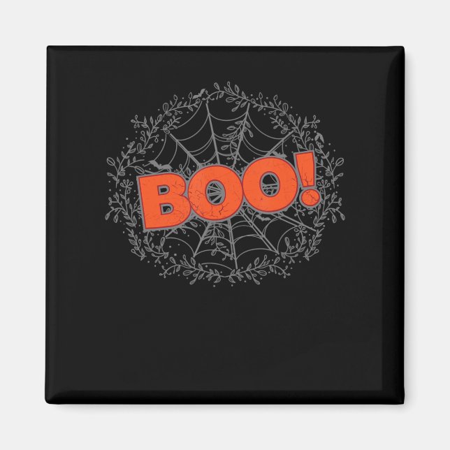 Imã Spooky Halloween Spider Web Boo Idea (Frente)