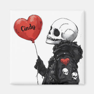 Imã Spooky Sweetheart - Crânio Personalizável com Balã