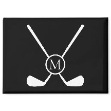 Sporty Golf Clubs Illustration White Monogram M 