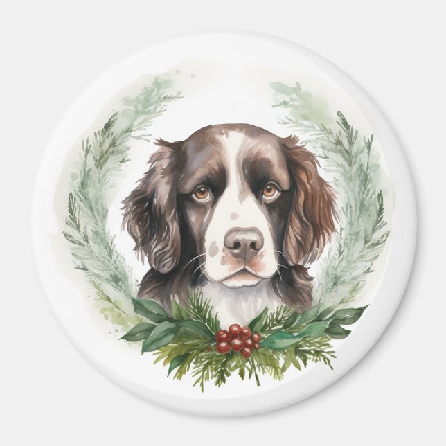 Imã Springer Spaniel da Festa de Natal (Frente)