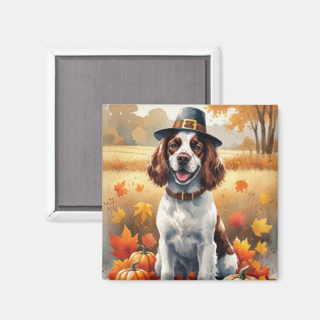 Imã Springer Spaniel em Folhas de Outono Arte de Ação  (Front/Back)