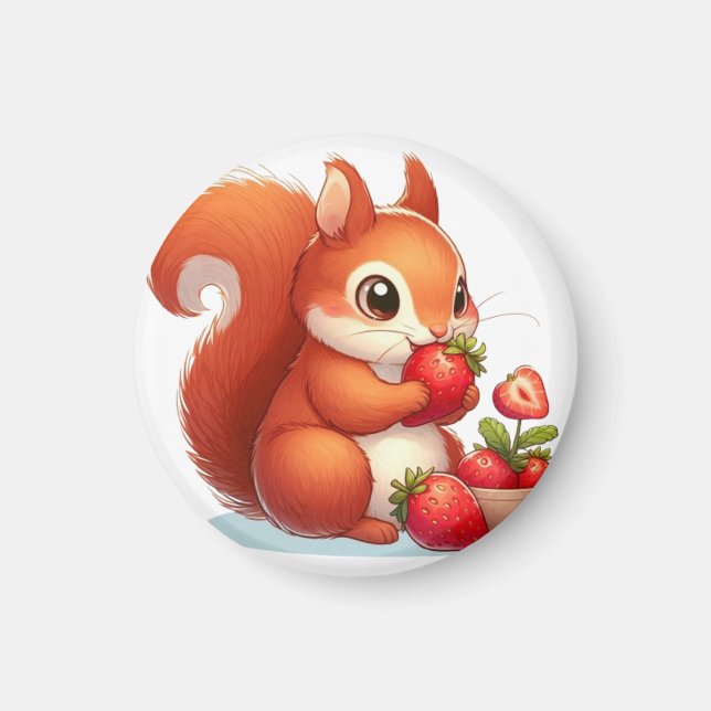 Imã Squirrel eating strawberry (Frente)