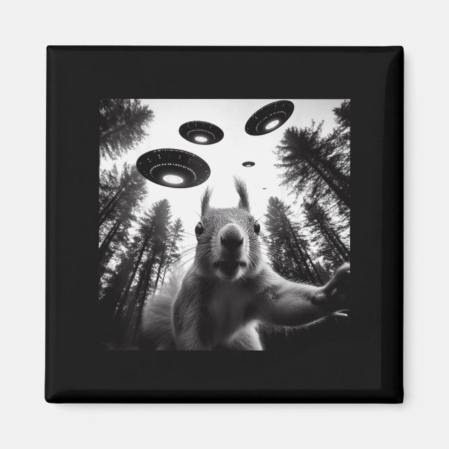 Imã Squirrel Selfie With Alien Ufo Funny For Men Women (Frente)