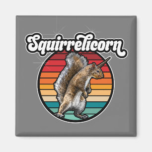 Imã Squirrelicorn - engraçado, esquilo vintage unicorn