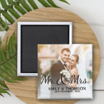 Imã Sr. e Sra. | Casamento | Imagem Quadrada de Fotogr<br><div class="desc">Sr. e Sra. | Casamento | Imagem Quadrada de Fotografias Personalizada. Personalize o ímã quadrado alterando os nomes e a imagem.</div>