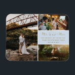 Ímã Sr. e Sra. Obrigado Foto Colagem Azul e Dourada<br><div class="desc">Obrigado de casamento do design azul e dourado, "Sr. e Sra.", você tem ímanes com três das suas fotos favoritas de casamento. Mostre à sua família e amigos o seu apreço por fazer parte da sua celebração de casamento com um desses lindos seguidores. Personalize com sua mensagem e nomes curtos....</div>