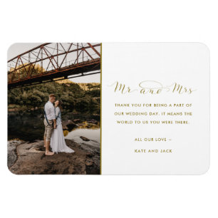 Ímã Sr. e Sra. Ouro Casamento Foto Agradecimento você
