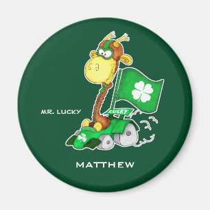 Imã Sr. Lucky. Rua girafa engraçada.Personalização do
