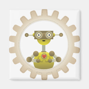 Imã Sr. Robot com Steampunk Gear Heart Magnet