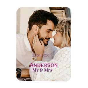 Ímã Sr & Sra adicionar nome da família foto data casam