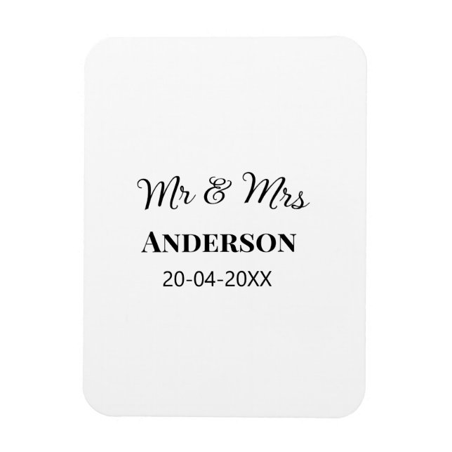 Ímã Sr & Sra adicionar sobrenome data ano lembrancinha (Vertical)