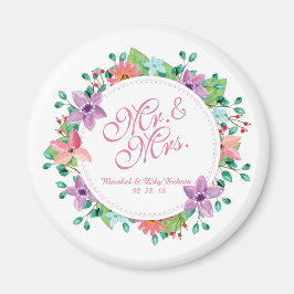 Imã Sr. & Sra. Elegant Floral Wedding | Magnet