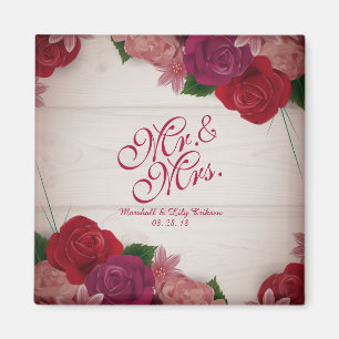 Imã Sr. & Sra. Elegante Floral Casamento Ímã