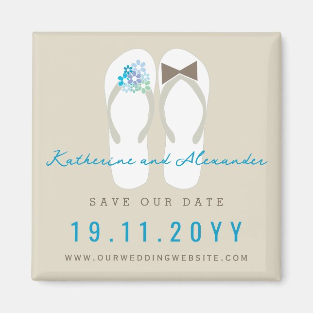 Imã Sr & Sra Flip Flops Casamento na Praia Salve a Dat (Frente)