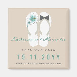 Imã Sr & Sra Flip Flops Hibisco Casamento Salve A Data
