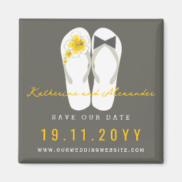 Imã Sr & Sra Flip Flops Hibiscus Casamento Salve A Dat