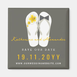 Imã Sr & Sra Flip Flops Hibiscus Casamento Salve A Dat