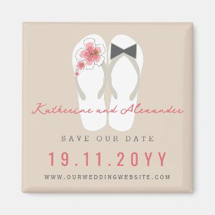 Imã Sr & Sra Flip Flops Hibiscus Casamento Salve A Dat