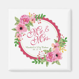 Imã Sr. & Sra. Floral Watercolor Wedding | Magnet