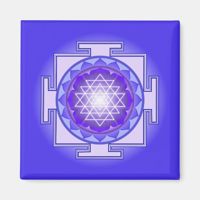 Imã Sri yantra Mandala Roxo e Magneta Azul (Frente)