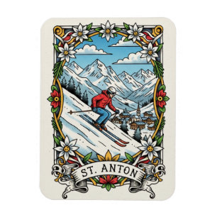 Ímã St. Anton Áustria Esquiador Esquiando