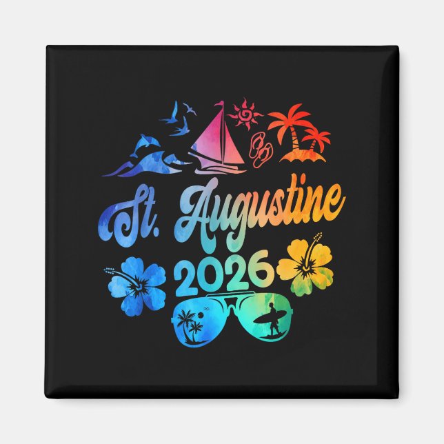 Imã St. Augustine Florida 2026 Vacation Tie Dye Summer (Frente)