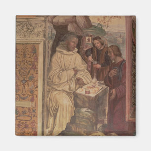 Imã St. Benedict contra uma paisagem, da vida o